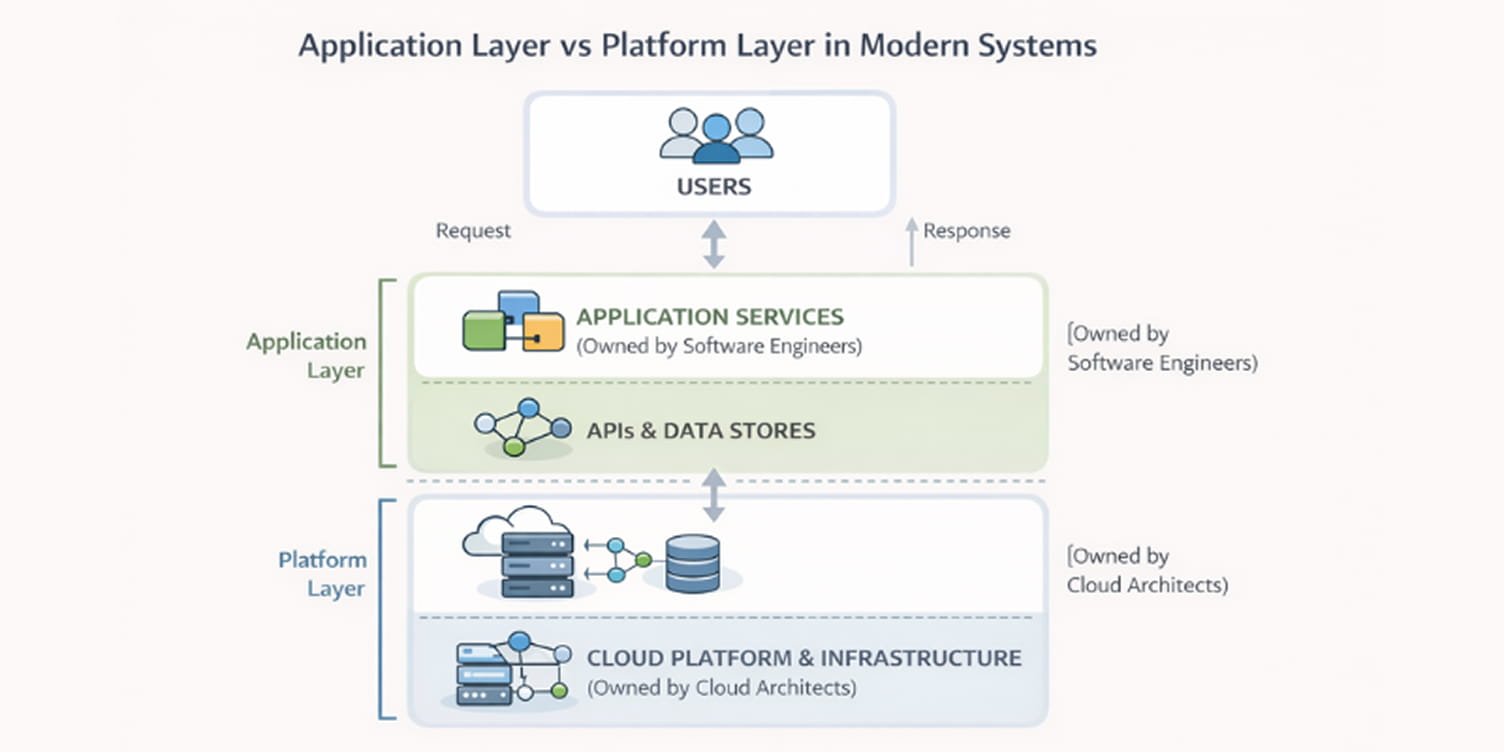 An image that represent Application layer vs platform layer ownership in cloud systems